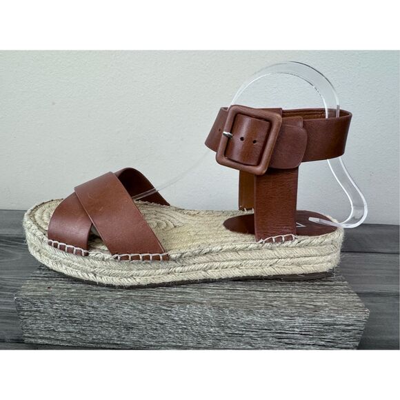 MARC FISHER‎ Vienna espadrille Leather Tan sandals Size 8.5 - Picture 2 of 10